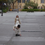 Two children attending a nearby wedding